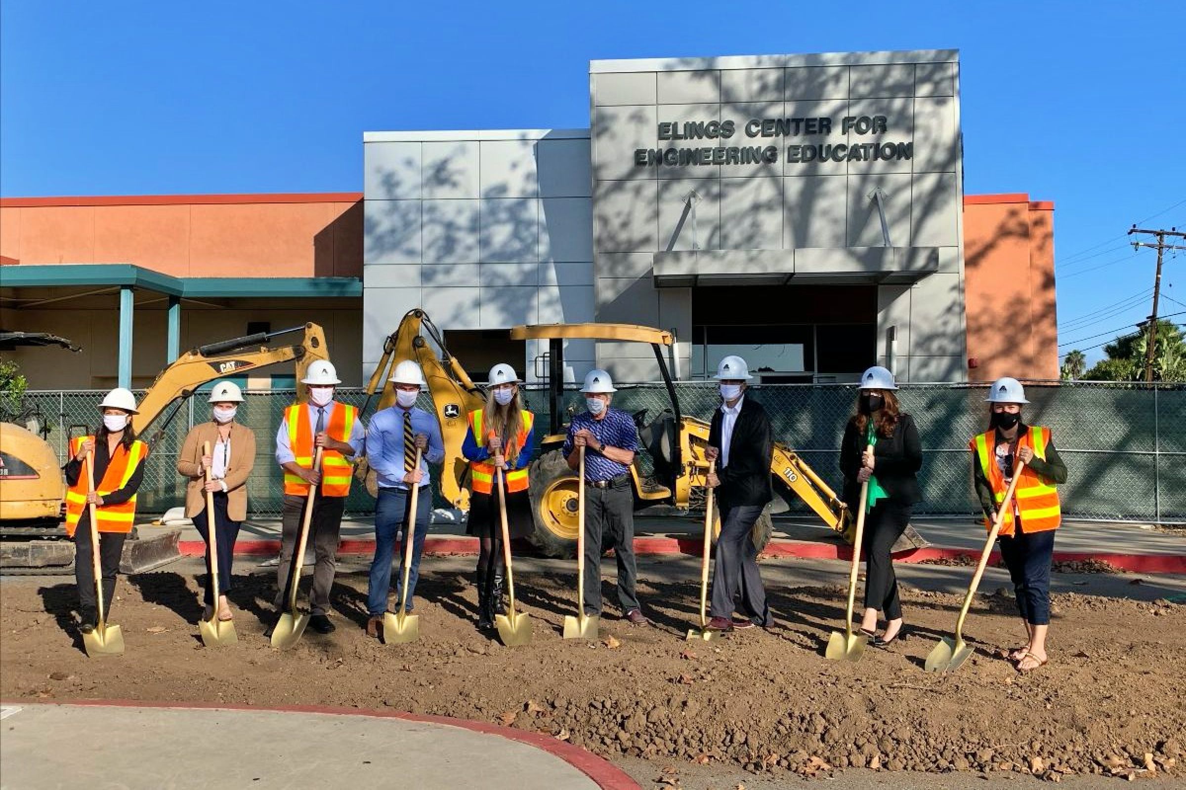 Officials and supporters of Dos Pueblos High School and the Santa Barbara Unified School District helped break ground Oct. 19 on the new state-of-the-art facility for career-technical education pathways in manufacturing, product development, media arts and design. (Santa Barbara Unified School District photo)