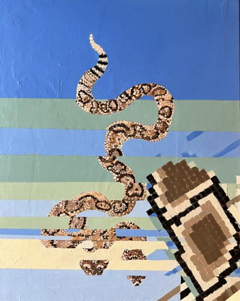 Acrylic on wood rattlesnake