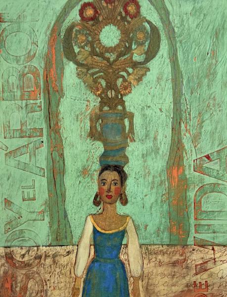 Archival print on wood of woman