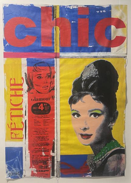 Acrylic , silkscreens , spray image of woman